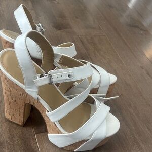 Michael Kors White Cork Platform Sandals